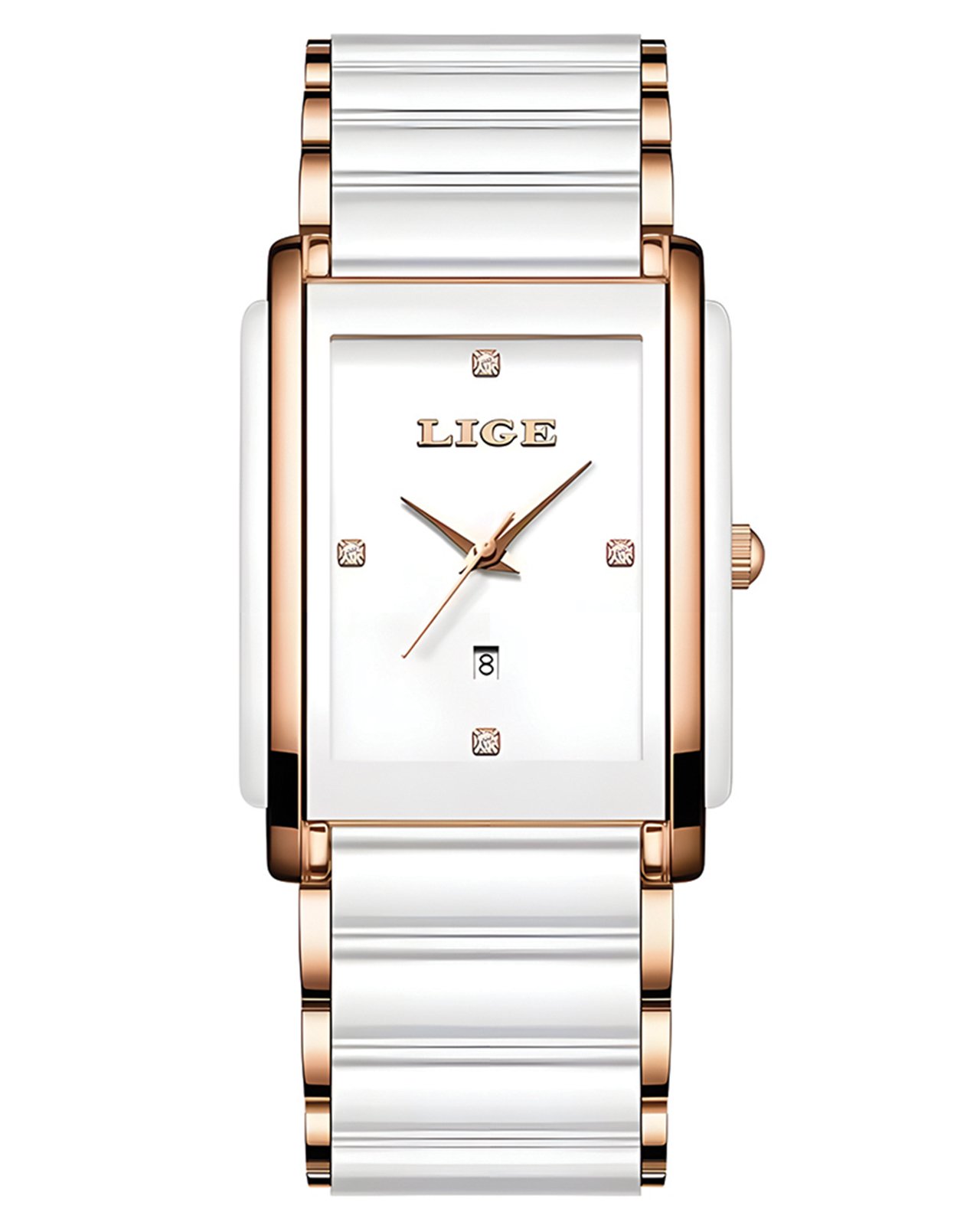 LIGE-89156 Watch Waterproof Fashion Creative Square Siramic Watch